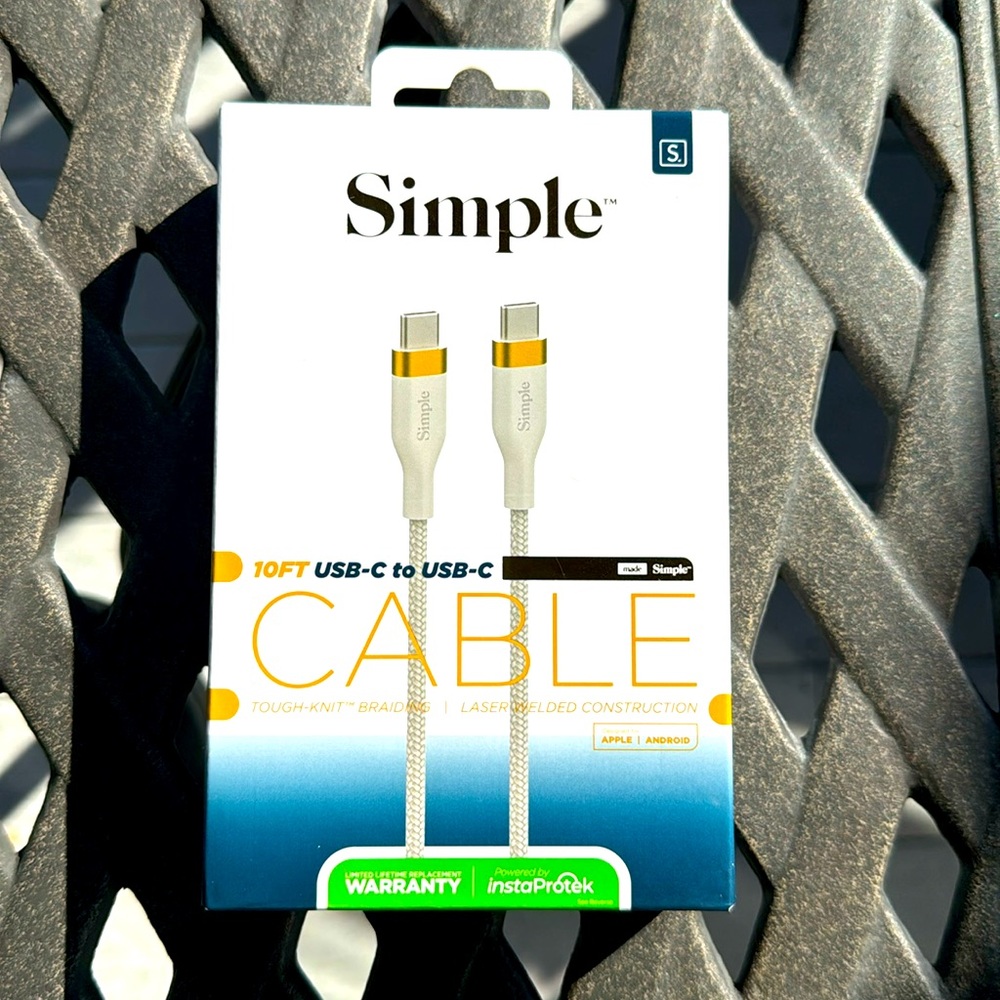 NEW Simple brand 10 foot USB-C to USB-C Charging Cable